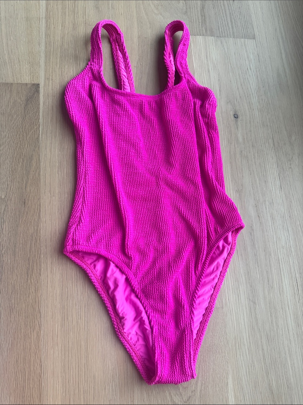 Womens Hot Pink Textured One-Piece Swimsuit